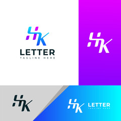 Creative HK, KH letter logo design 
