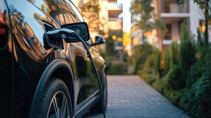 Naklejka premium Rent stylish suburban electric vehicles for short trips and extended journeys
