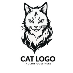cat vector illustration. Cute Cat logo design idea. Adorable pet logo 
