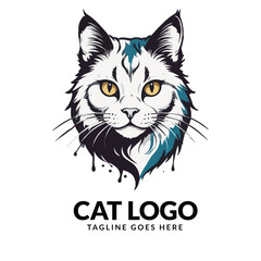 cat vector illustration. Cute Cat logo design idea. Adorable pet logo 
