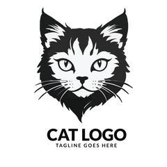 cat vector illustration. Cute Cat logo design idea. Adorable pet logo 

