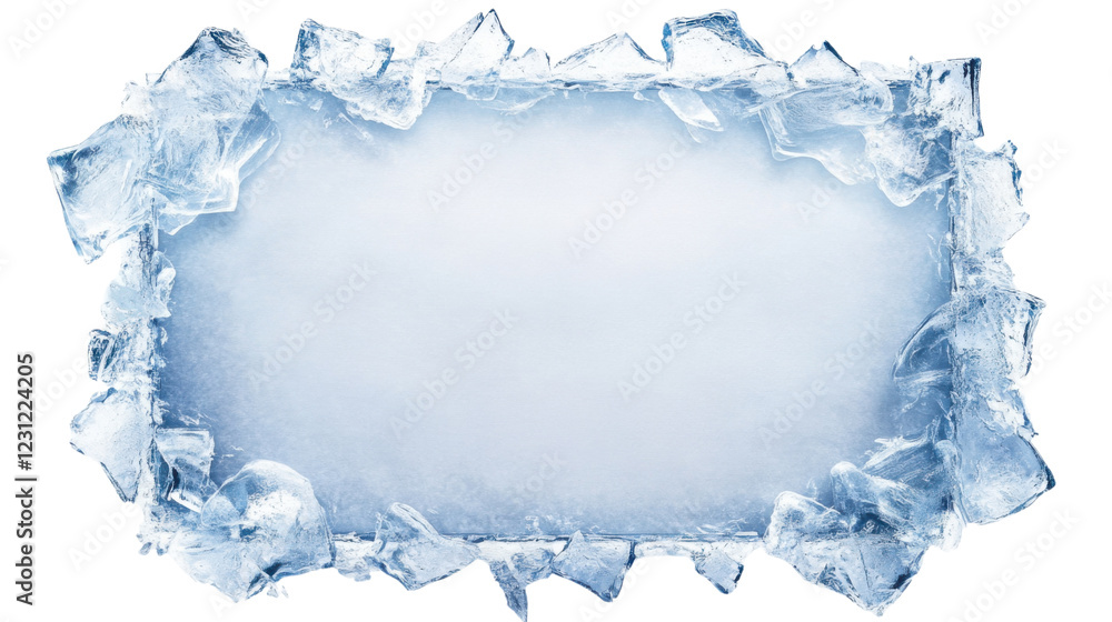 Aufkleber realistic ice frame surrounding transparent background with copy space