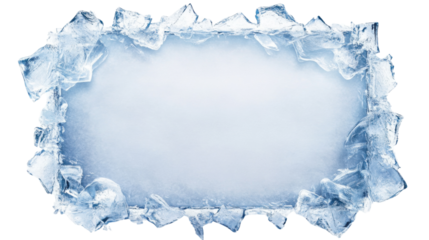 Realistic ice frame surrounding transparent background with copy space