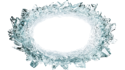 Ice ring forming a perfect circle with transparent background