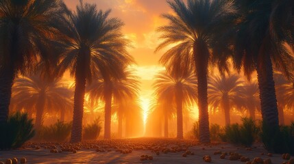 Golden Hour in Palm Grove: A Sunset Oasis