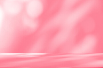 Wall interior background, studio and backdrops show products.with shadow from window color pink background for text insertion and presentation interior decoration	