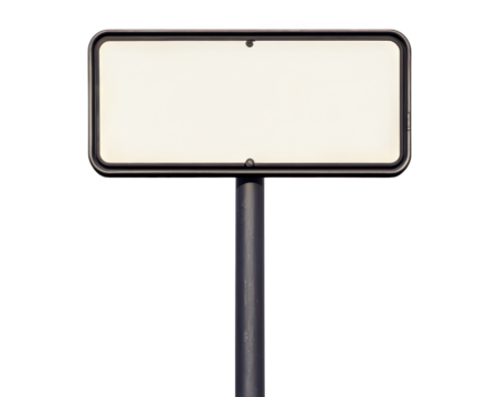 Blank street sign isolated on transparency background, perfect for customization or signage needs. Ideal for various projects requiring clear, empty space for text or graphics