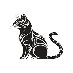 Cat art black style vector on white background