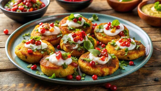 Savoring aloo tikki chaat crispy potato patties with chutneys and yogurt in a vibrant indian street food scene