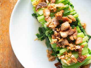 Choy Sum with salty fried pork