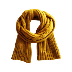 Thick Woolen Scarf in Rich Mustard Yellow Isolated on Transparent Background