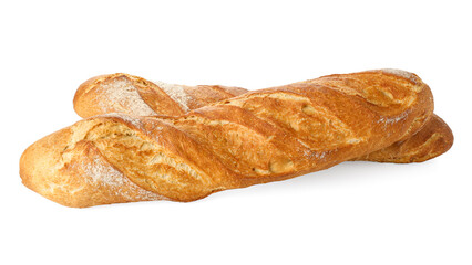 Freshly baked bread. Baguettes isolated on white