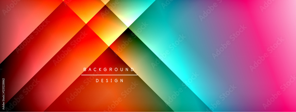 Aufkleber Dynamic shadow lines with gradient colors geometric background