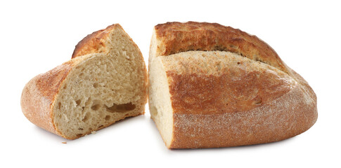 Pieces of fresh bread isolated on white