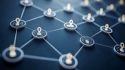 Connecting digital nodes mapping data networks technology hub infographic close-up innovation