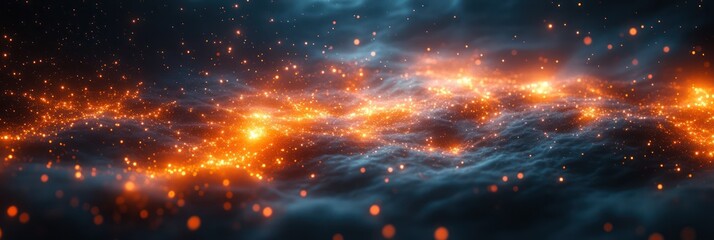 Fototapeta premium Fiery Celestial Nebula: A Cosmic Dance of Light and Energy