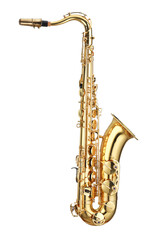 Naklejka premium Jazz. One beautiful saxophone isolated on white