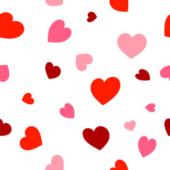 Heart pattern seamless valentines day background. Love heart red and pink pattern illustration.