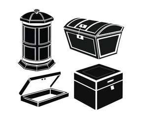 set of box black and white. Gift box icon with simple and modern design. gift box set silhouette vector.