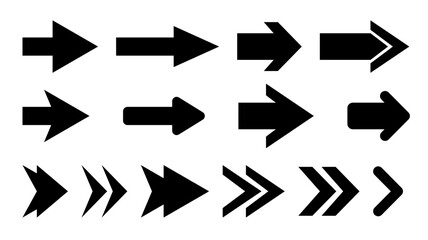 Arrow icon set.  Arrows different direction symbols flat design.