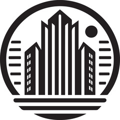 silhouette of building logo icon design vector art illustration