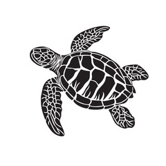 Obraz premium Vector of sea turtle silhouette on white background, Easy editable layere, Undersea animals.