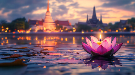Floating loy krathong festival in Thailand.