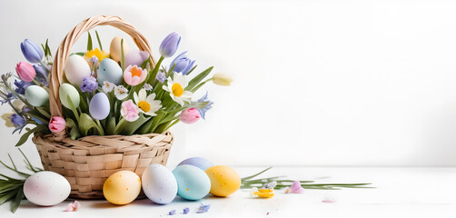 easter eggs and tulips