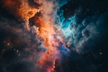 Fototapeta premium Cosmic Nebula Clouds Interspersed With Sparkling Stars