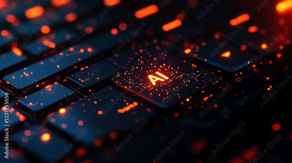 Poster vector illustration of 'ai' and 'repeat' keys on a keyboard, symbolizing task automation and ai’s ro