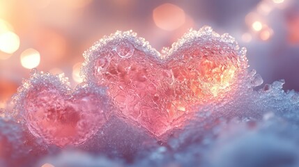 Obraz premium Frozen Love: Two Hearts Embracing in a Winter Wonderland