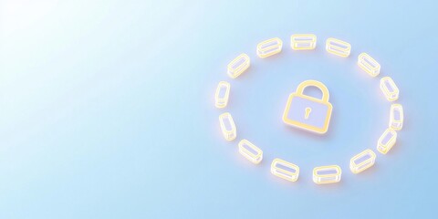 A digital padlock illustration on a blue background.