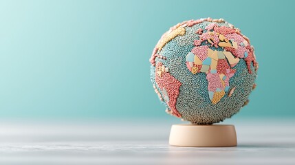 Exploring the colorful world map home office decor 3d model modern environment close-up view...