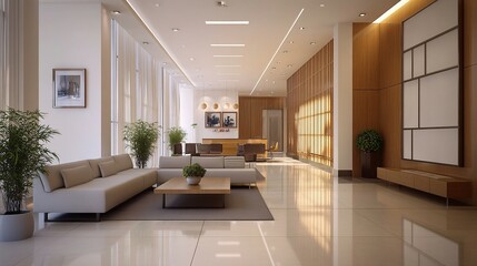 Modern Lobby Interior Design with Stylish Furniture and Decor