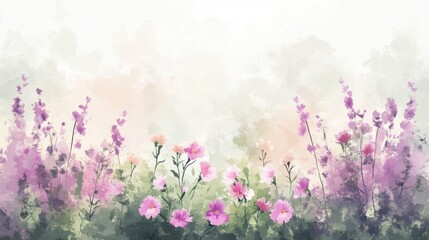 Obraz premium Pastel Floral Meadow Painting