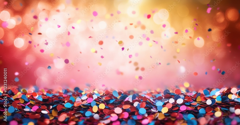 Poster carnival confetti abstract background with colorful bokeh atmosphere and impressionist style