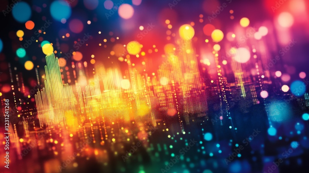 Poster captivating vibrant abstract technology visualization full of color and dynamic motion
