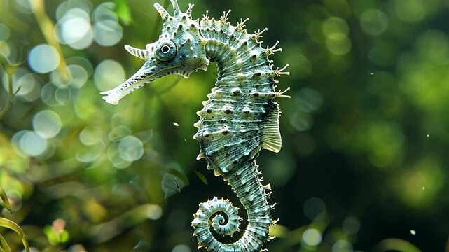 Seahorse under the water Footage 4K