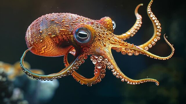 Squid in the water Footage 4K