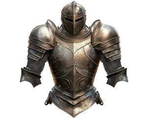 Naklejka premium detailed medieval armor suit with shiny metallic finish, showcasing intricate designs and textures. This armor represents strength and protection, ideal for historical themes