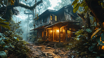 Fototapeta premium a scary house in the forest