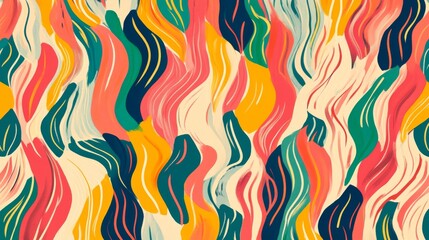 This vibrant abstract illustration features colorful waves blending harmoniously, ideal for creative backgrounds, textiles, or modern art applications.