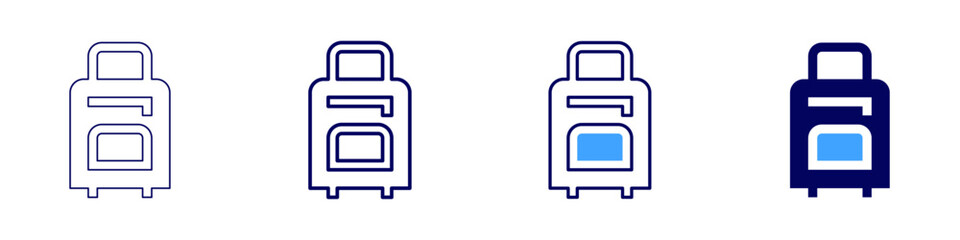 Luggage icon in 4 different styles. Thin Line, Line, Bold, and Bold Line. Duotone style. Editable stroke