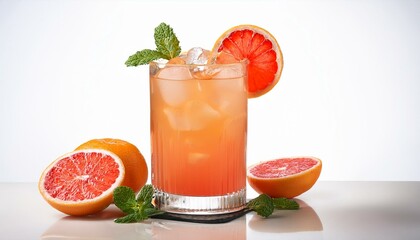 glass of lemonade. Classic paloma cocktail isolated on transparent or white background