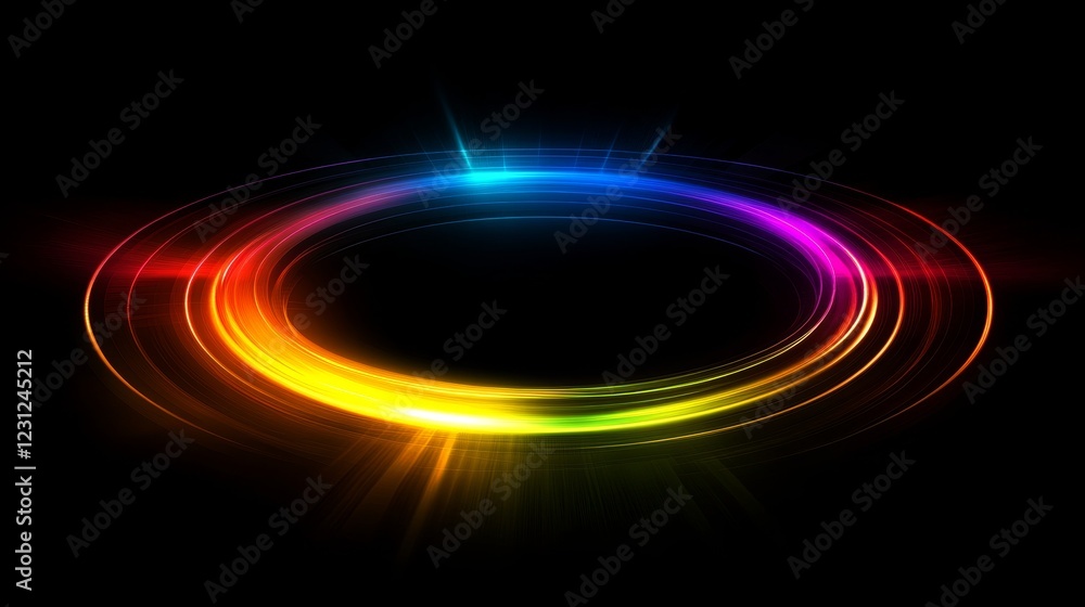 Poster this stunning image showcases a vibrant circular light spectrum with radiant colors, creating an abs