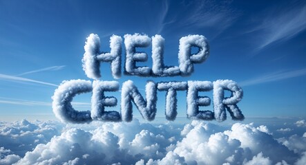 Fototapeta premium help center word made of clouds in blue sky background