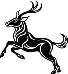 Elk Or Deer vector art, Elk Or Deer silhouette vector illustration, Elk Or Deer line art vector design