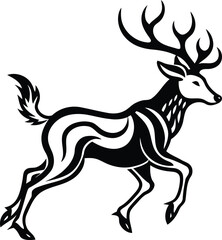 Elk Or Deer vector art, Elk Or Deer silhouette vector illustration, Elk Or Deer line art vector design