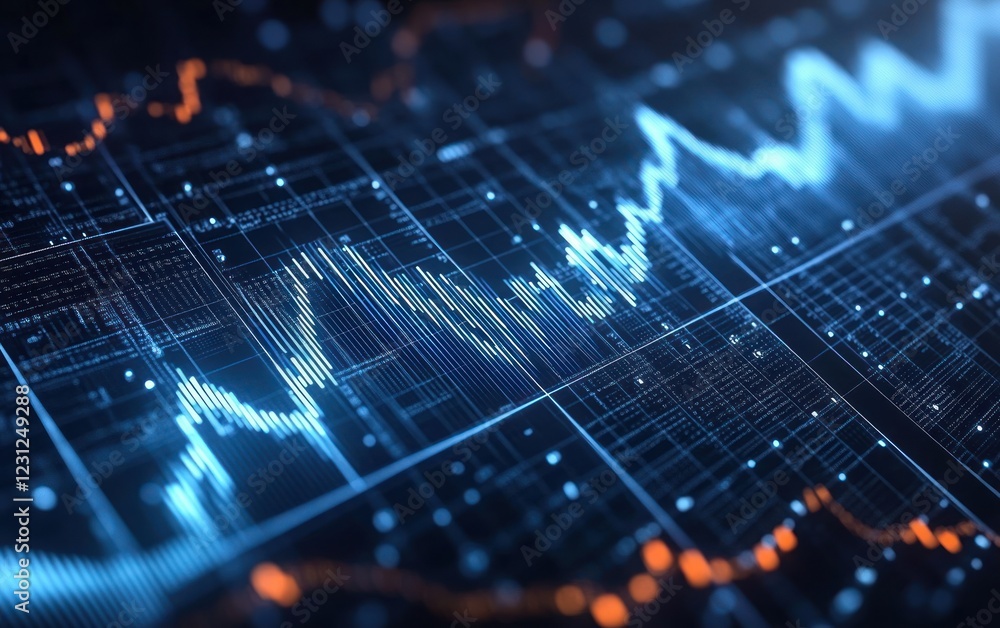Poster Business Data Visualization with Line and Bar Graphs for Finance and Economic Analysis