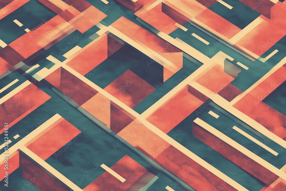 Poster a vibrant abstract design featuring geometric shapes and bold colors, creating a dynamic and modern 